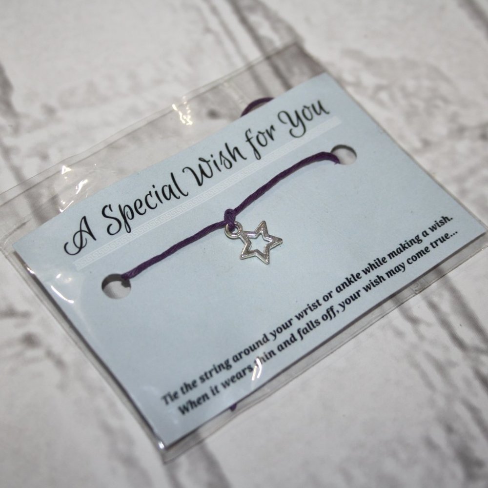 A special wish for you Purple and silver star New in package wishing bracelet